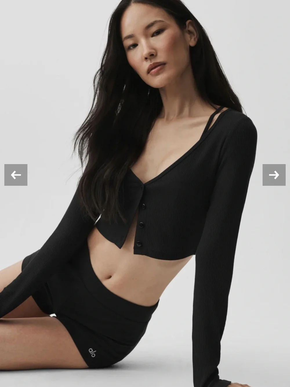 ALO Ribbed Cropped Whisper Cardigan